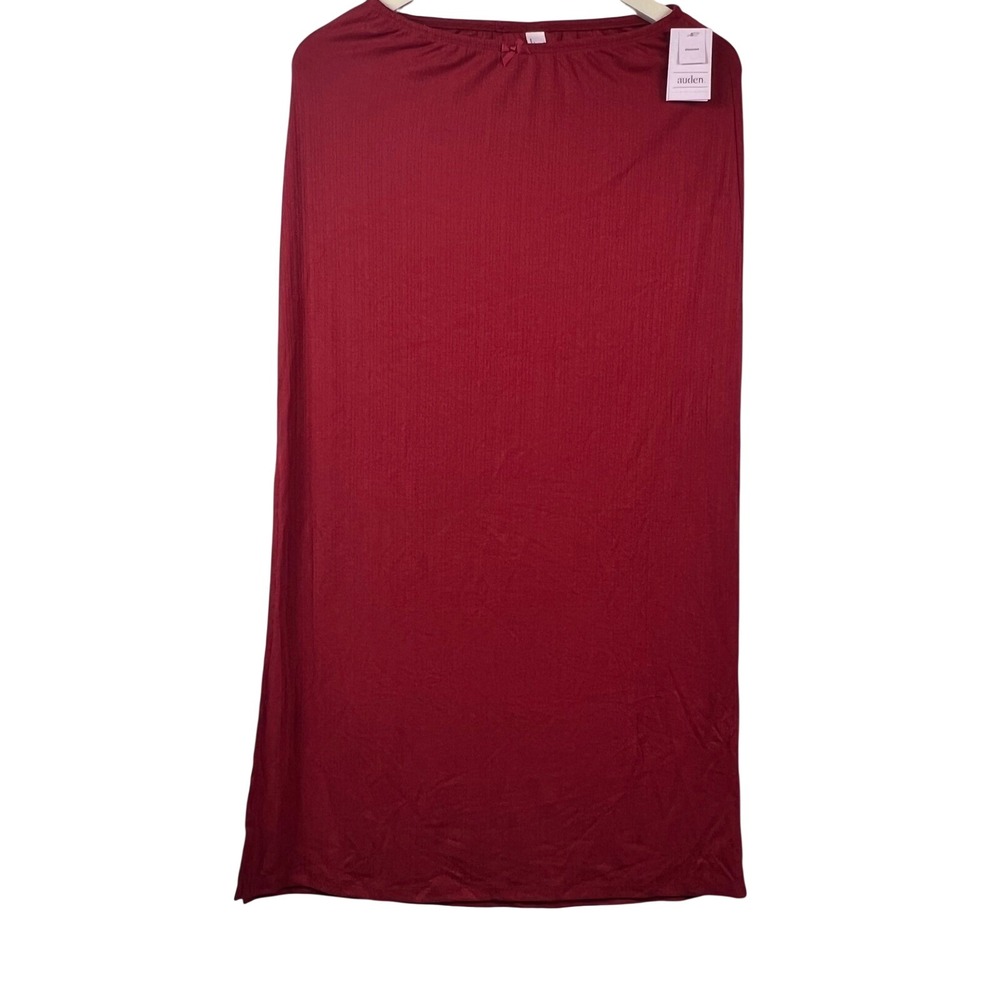 Auden Soft Ribbed Maxi Lounge Skirt Wine Red XL New With Tags Bow Detail